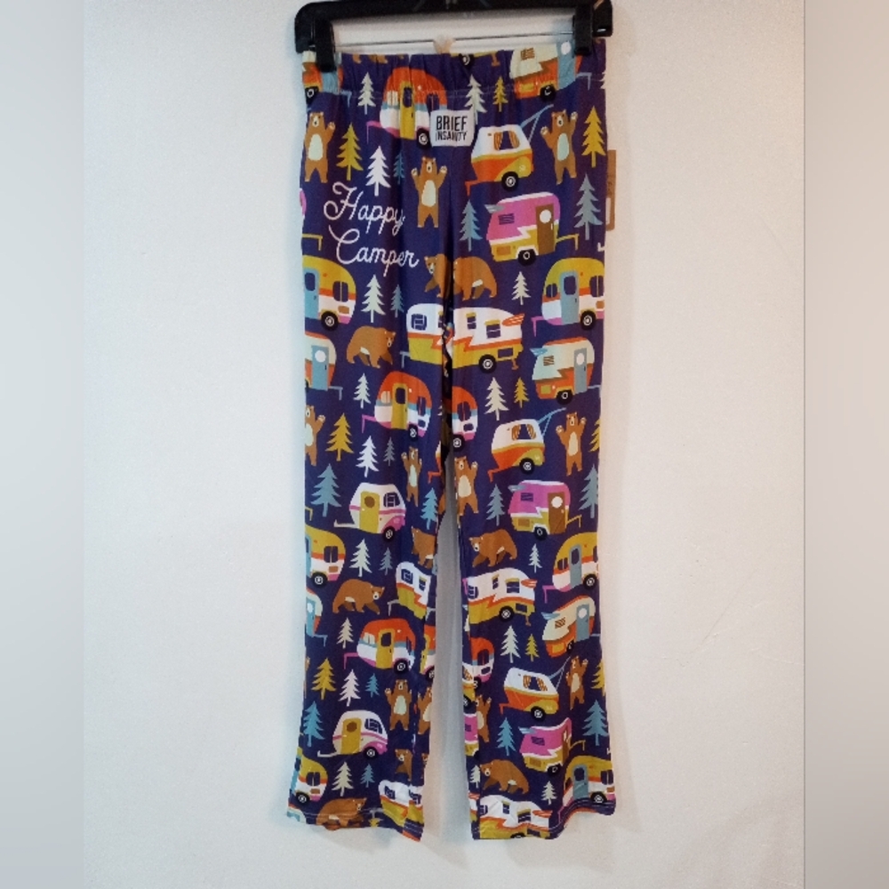 N.W.T. Brief Insanity Small Happy Camper Women's Pajama Pants by - Multicolor